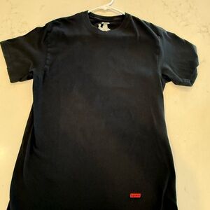 Supreme Black Short Sleeve Crew Tee with Red Logo Tab